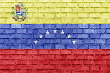 Wall Mural - Venezuela flag on a brick wall