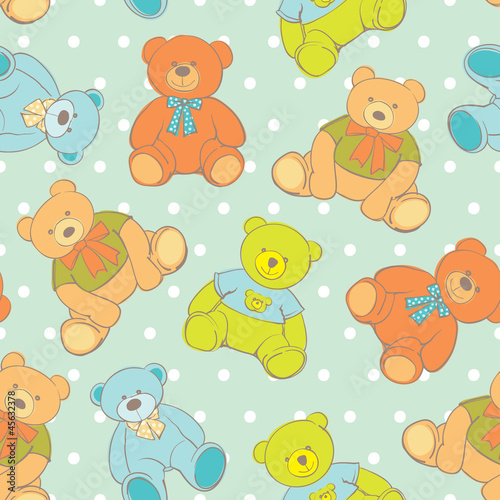 Naklejka ścienna teddy bear seamless pattern