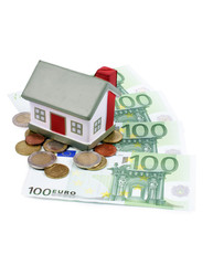 Wall Mural - toy house for euro banknotes isolated