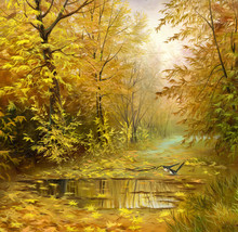 Beautiful Autumn Landscape, Canvas, Oil