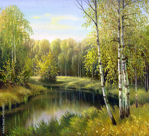 Nowoczesny obraz na płótnie autumn landscape, canvas, oil