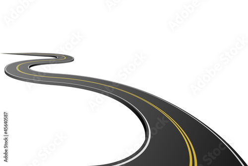 Fotografía Abstract asphalt road isolated on white