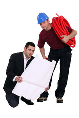 Wall Mural - An architect and his plumber.