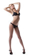 © Wisky - beauty blond woman posing in sexy black lingerie