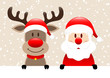 Rudolph & Santa Label Snow Beige