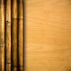 Wall Mural - wood board with bamboo