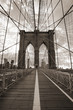 Brooklyn Bridge in New York City. Sepia tone. 