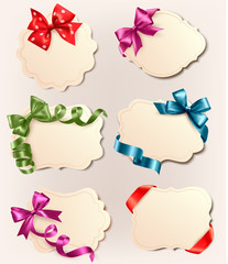 Set of beautiful retro labels with colorful gift bows