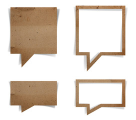 Poster - speech bubble paper craft stick, isolated on white