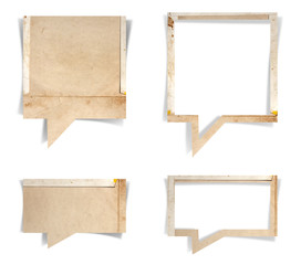 Poster - speech bubble paper craft stick, isolated on white