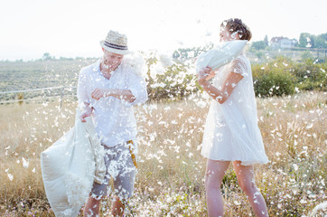 Outdoor pillow fight