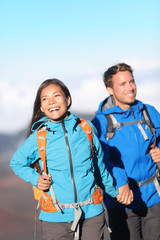 Wall Mural - Happy interracial couple hiking