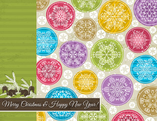 Sticker - christmas background with snowflakes, vector