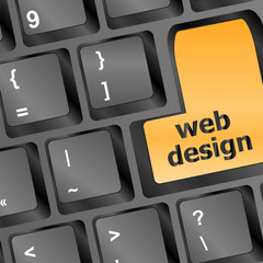 Poster - Web design text on a button keyboard