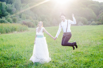 Wall Mural - Funny couple e-session , preparing for wedding