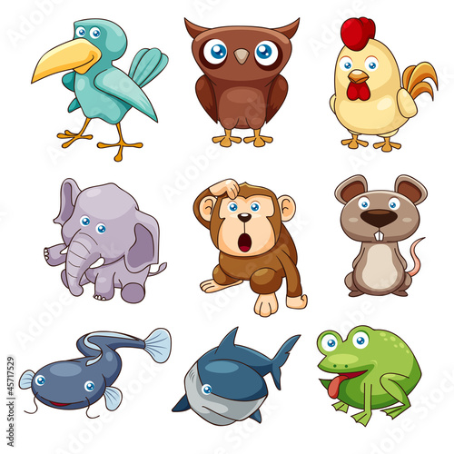 Obraz w ramie illustration of animals set Vector