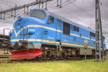 Old Blue Train In Värnamo (HDR)
