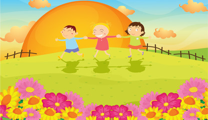 Wall Mural - kids and landscape