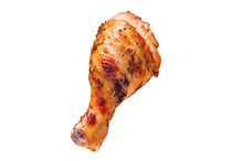 Grilled Chicken Leg On White Background.