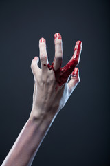 Poster - bloody zombie hand, extreme body-art