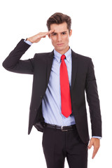 Wall Mural - Business man gives military salute