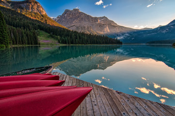 Wall Mural - Canoe Dock with Mountain Reflection