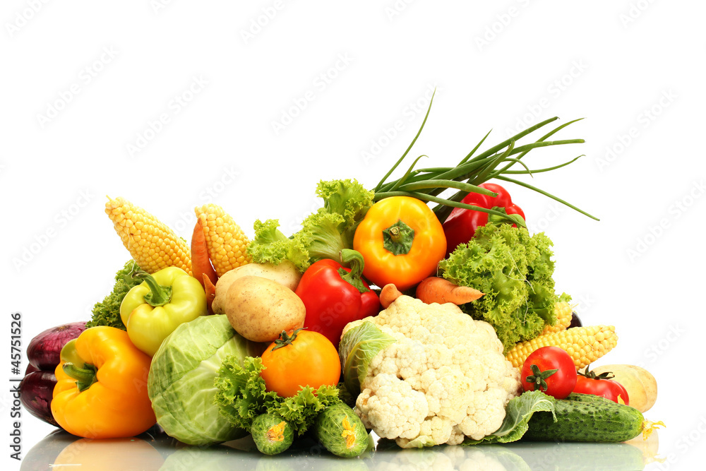 Fresh vegetables isolated on white
