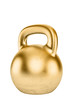 Golden kettlebell isolated on white background