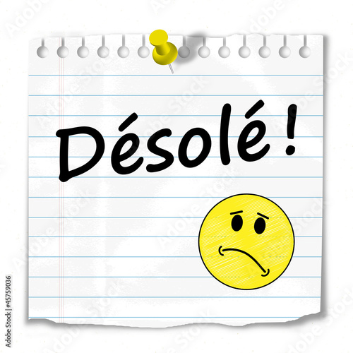 Papier Peint Message "DESOLE" (pardon Excuses Sourire Carte Merci ...