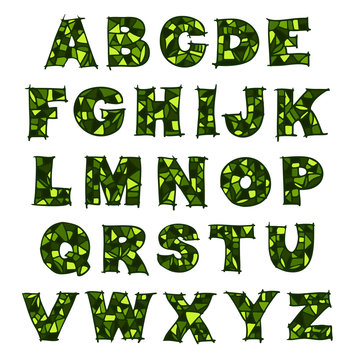 Green mosaic alphabet.