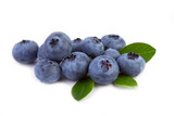 Fototapeta  - fresh blueberry with leaves isolated on white
