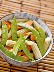 Wall Mural - close up of a bowl of stir fried vegetables