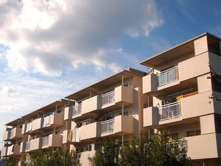 Apartment and blue sky in Tokyo, Japan