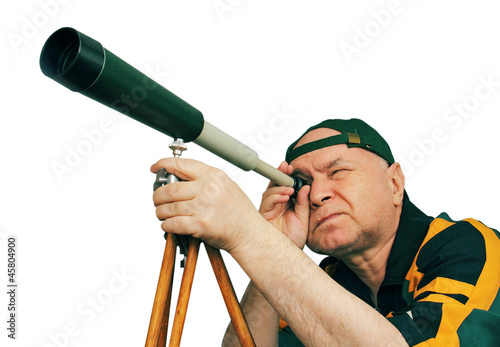 Fotomural Man, an astronomer looking through a telescope.