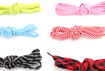 Wall Mural - Colorful shoelaces isolated on white