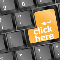Aufkleber - Keyboard with click here button, internet concept