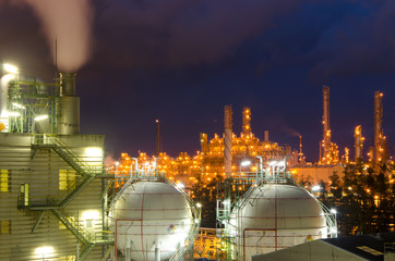 Wall Mural - Petrochemical plant,spheres tank at  twilight