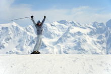 Joyful Female Skier