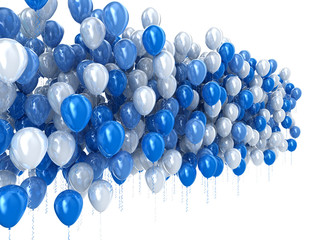 Wall Mural - Blue balloons isolated on white background