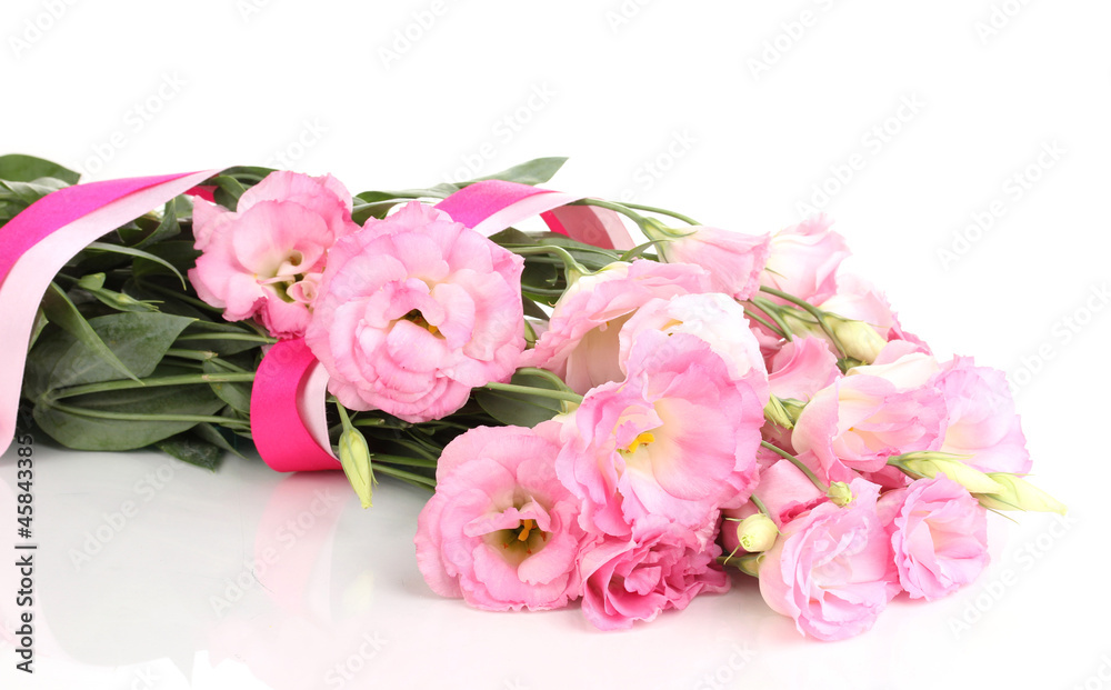 bouquet of eustoma flowers, isolated on white