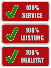 Canvas Print - 3 CB-Sticker rot 100% SERVICE - LEISTUNG - QUALITÄT