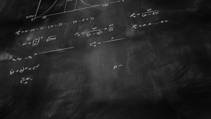Wall Mural - math physics formulas on chalkboard tilting loop