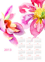 Dahlia Flowers, Calendar For 2013