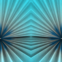 Wall Mural - Stair abstract symmetric shape background with blue cyan  light