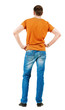 © ghoststone - Back view of young men in  orange t-shirt
