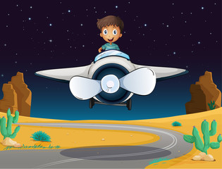 Wall Mural - a boy and aeroplane