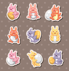 Wall Mural - cartoon easter rabbit and egg stickers