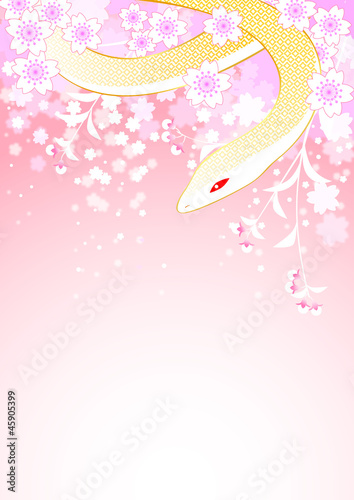 巳年年賀状 桜ピンク Stock Vector Adobe Stock