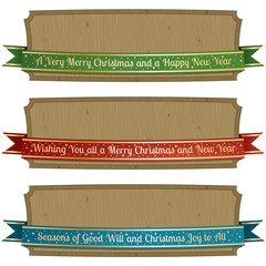 Wall Mural - christmas wooden banners