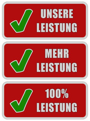 Wall Mural - 3 CB-Sticker rot UNSERE - MEHR - 100% - LEISTUNG